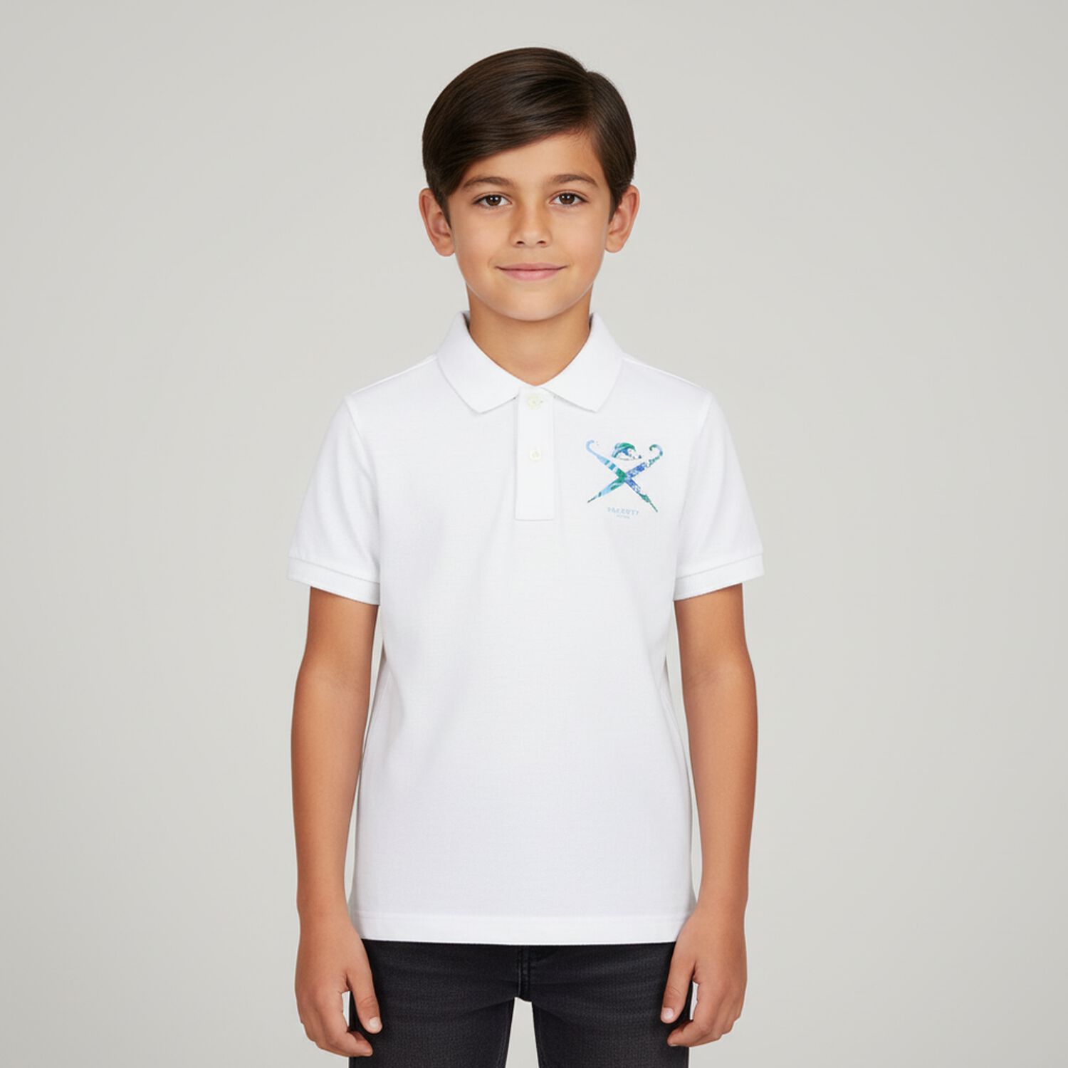Boys White Logo Polo Shirt, 1, hi-res