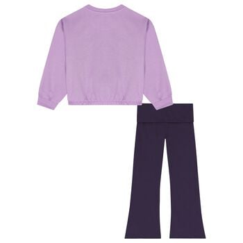 Girls Purple Logo Leggings Set