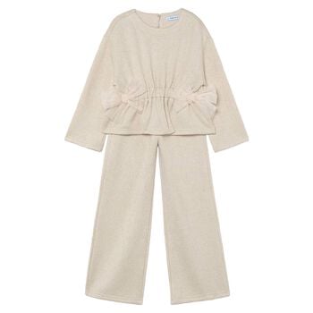 Girls Gold Bow Trouser Set