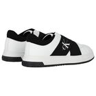 Boys White & Black Logo Trainers, 2, hi-res