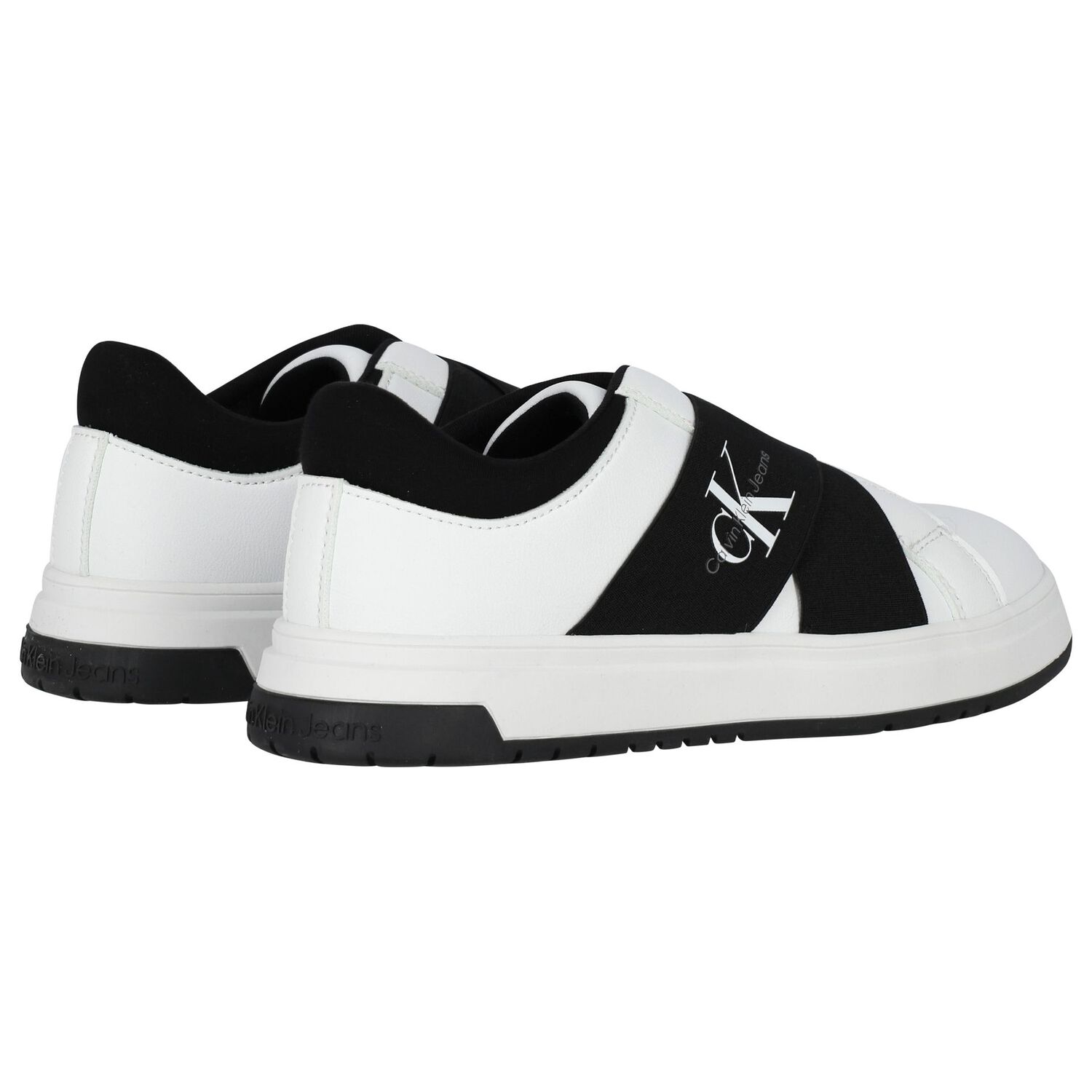 Boys White & Black Logo Trainers, 2, hi-res