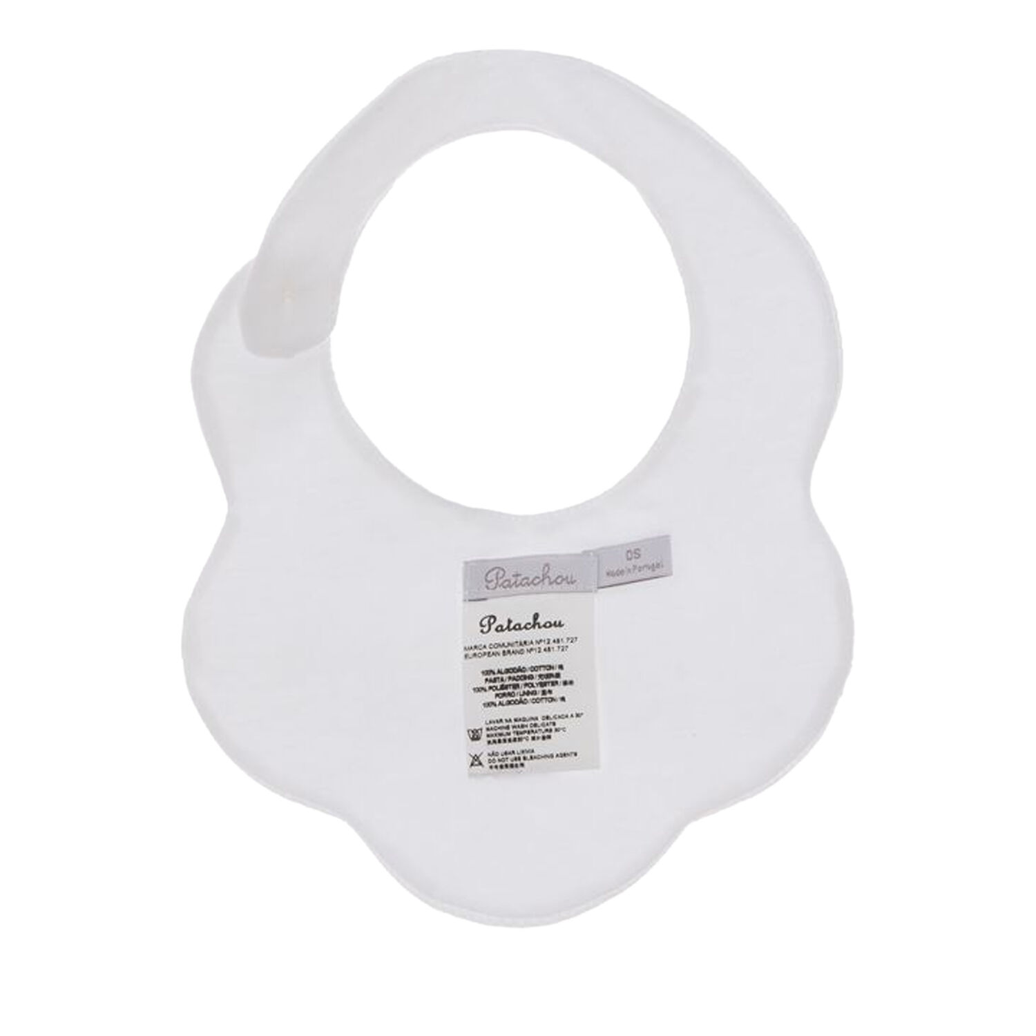 Baby Girls White Scalloped Bib, 1, hi-res