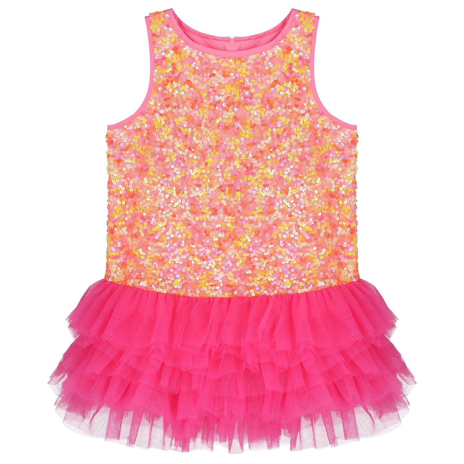 Girls Pink Embellished Tulle Dress, 1, hi-res