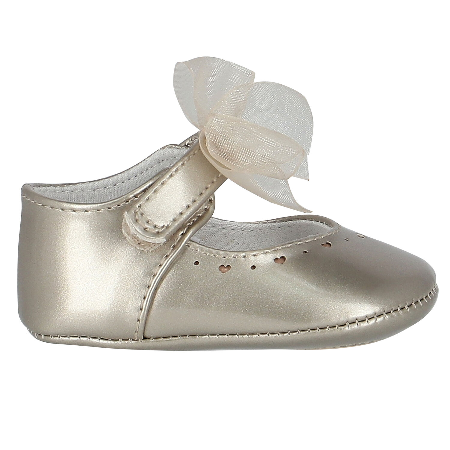 Baby Girls Gold Bow Pre Walker Shoes, 2, hi-res image number null