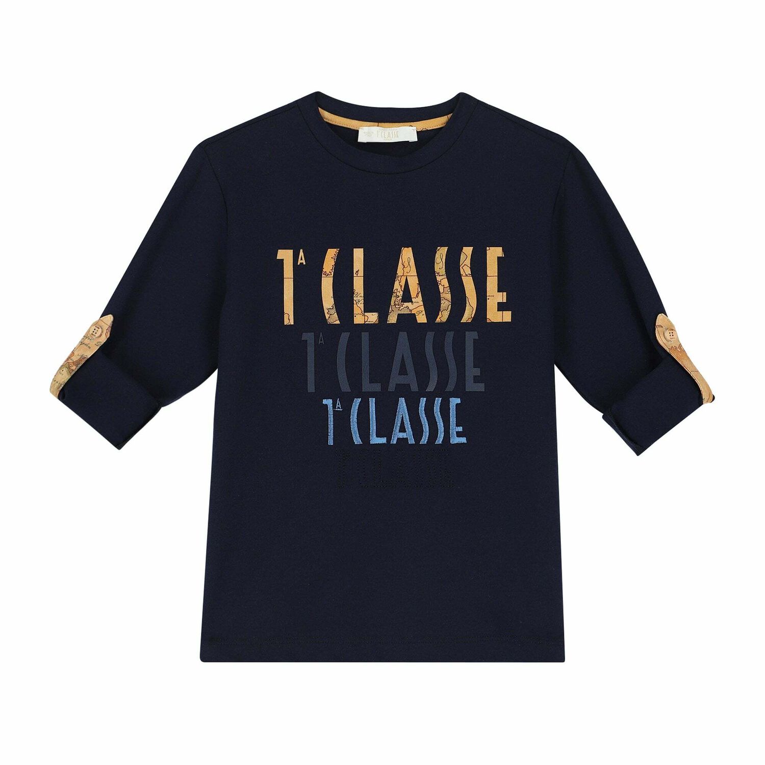 Boys Navy Blue Logo Top, 1, hi-res