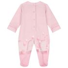 Baby Girls Pink Bow Babygrow, 1, hi-res