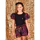 Girls Black & Metallic Leopard Shorts, 2, hi-res