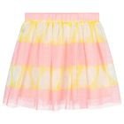 Girls Pink & Yellow Stripe Tulle Skirt , 1, hi-res
