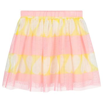 Girls Pink & Yellow Stripe Tulle Skirt 