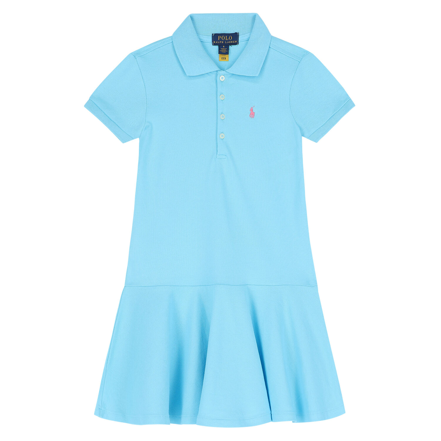 Girls Blue Logo Polo Dress, 2, hi-res
