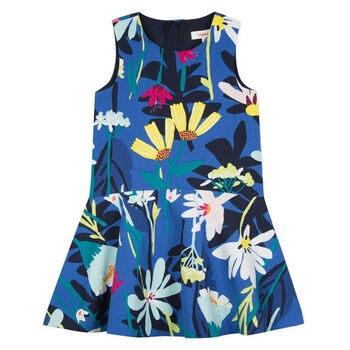 Girls Blue Floral Cotton Dress