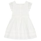 Girls White Logo Broderie Anglaise Dress, 1, hi-res