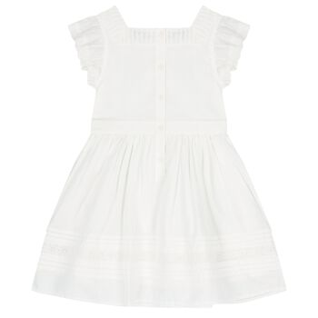 Girls White Logo Broderie Anglaise Dress