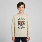 Boys Beige Tiger Logo Sweatshirt, 1, hi-res