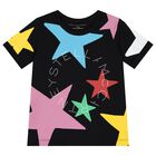 Girls Black Stars Logo T-Shirt, 1, hi-res