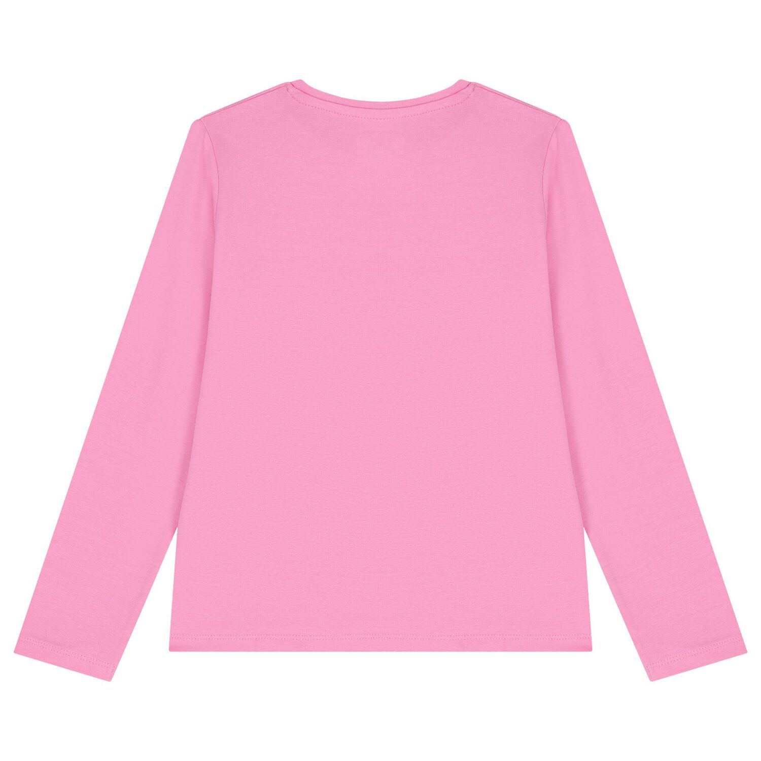Girls Pink Glittery Logo Long Sleeve Top, 2, hi-res