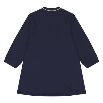Younger Girls Navy Blue Logo Sweatshirt Dress