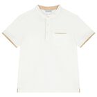 Boys White & Beige Shorts Set, 1, hi-res