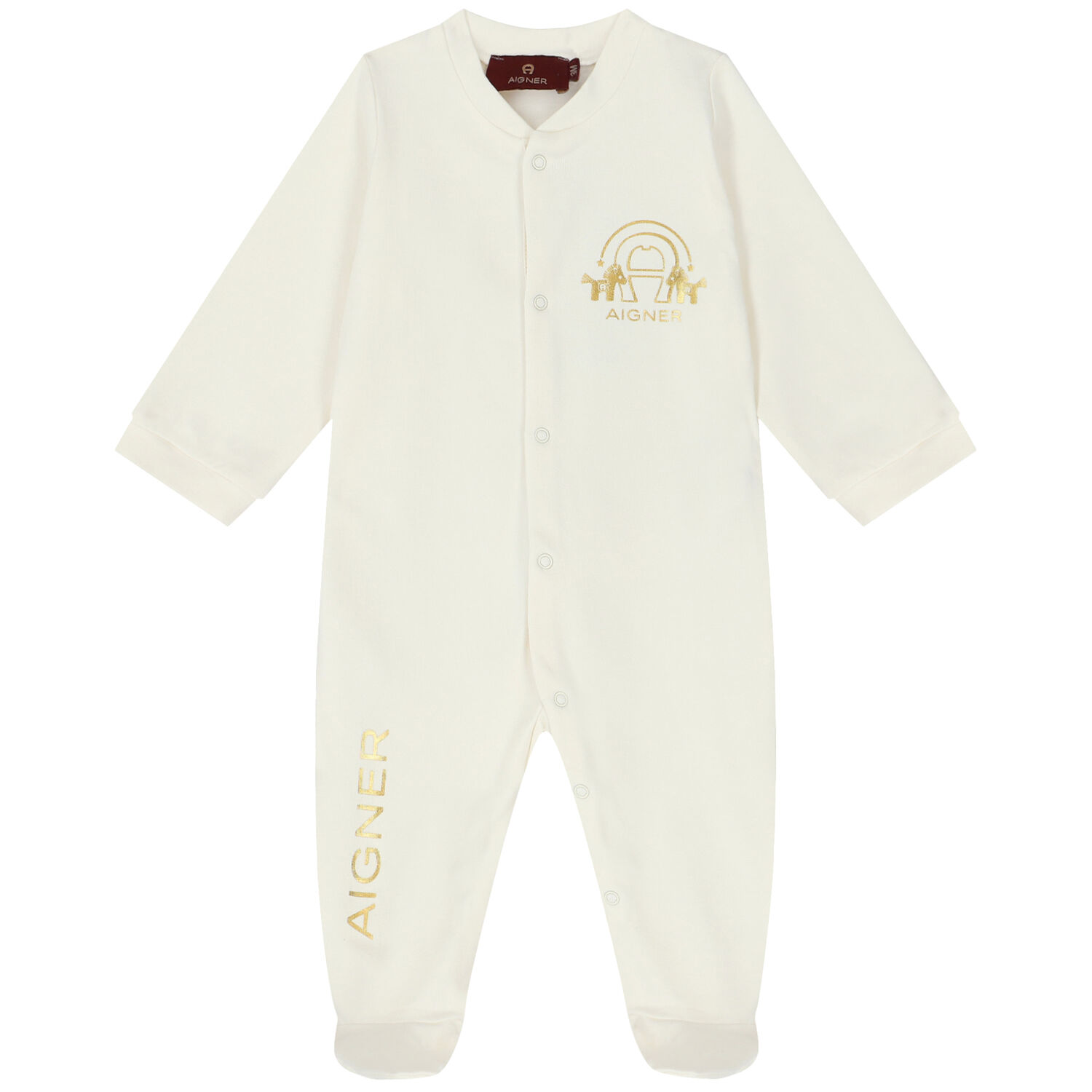 Ivory & Gold Logo Babygrow, 1, hi-res