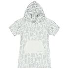Girls Ivory & Silver Logo Hooded Dress, 1, hi-res