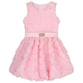 Girls Pink 3D Flower Dress