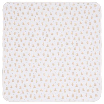 White & Beige Teddy Bear Time Baby Blanket