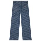 Girls Blue Logo Denim Jeans, 1, hi-res