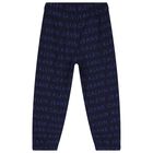 Boys Navy Blue Logo Joggers, 1, hi-res