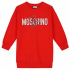 Girls Red Logo Sweatshirt Dress, 3, hi-res