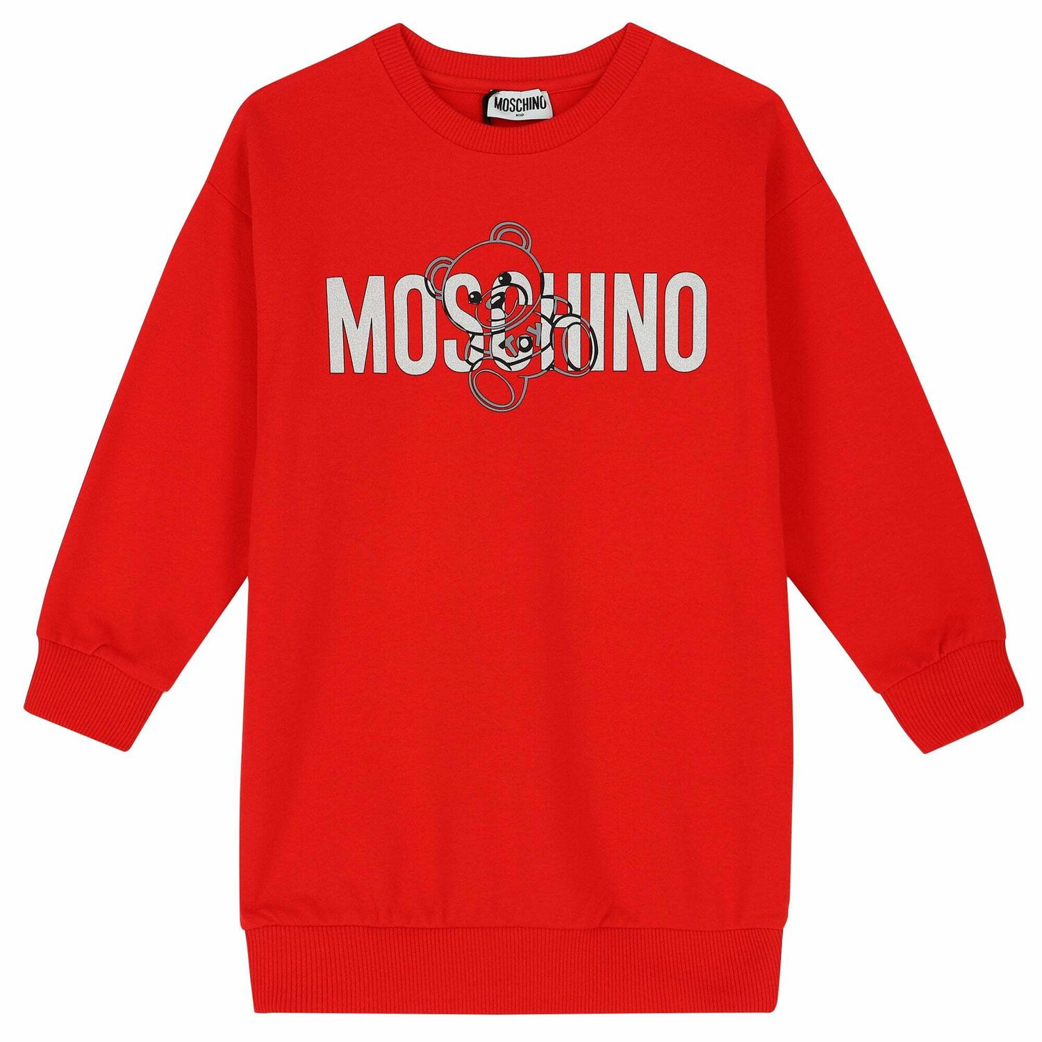 Girls Red Logo Sweatshirt Dress, 3, hi-res image number null