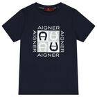 Boys Navy Blue Logo T-Shirt, 2, hi-res