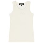 Girls Beige Logo Sleeveless Top, 1, hi-res