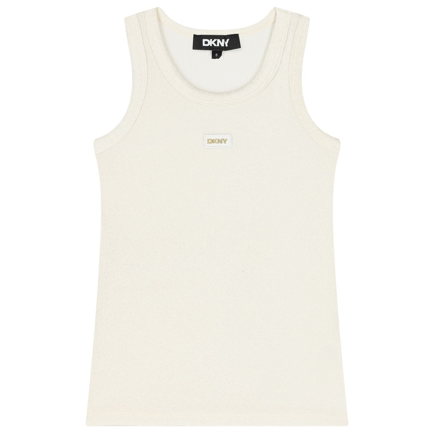 Girls Beige Logo Sleeveless Top, 1, hi-res
