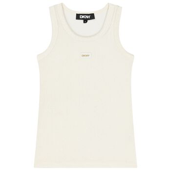 Girls Beige Logo Sleeveless Top