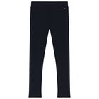 Gilrs Navy Blue Logo Leggings, 1, hi-res