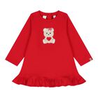 Baby Girls Red Teddy Bear Dress, 1, hi-res