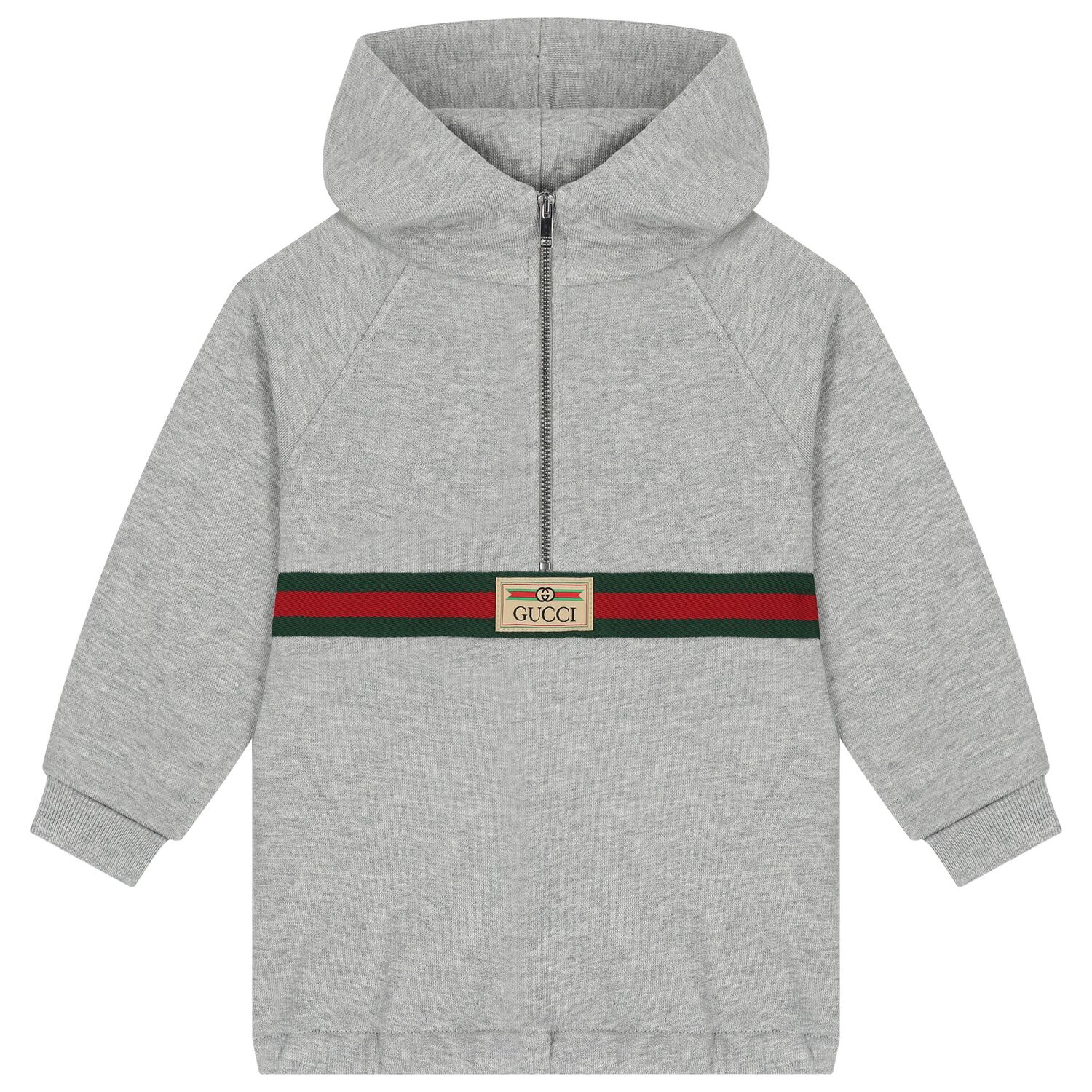 Grey Logo Web Striped Hooded Top, 1, hi-res