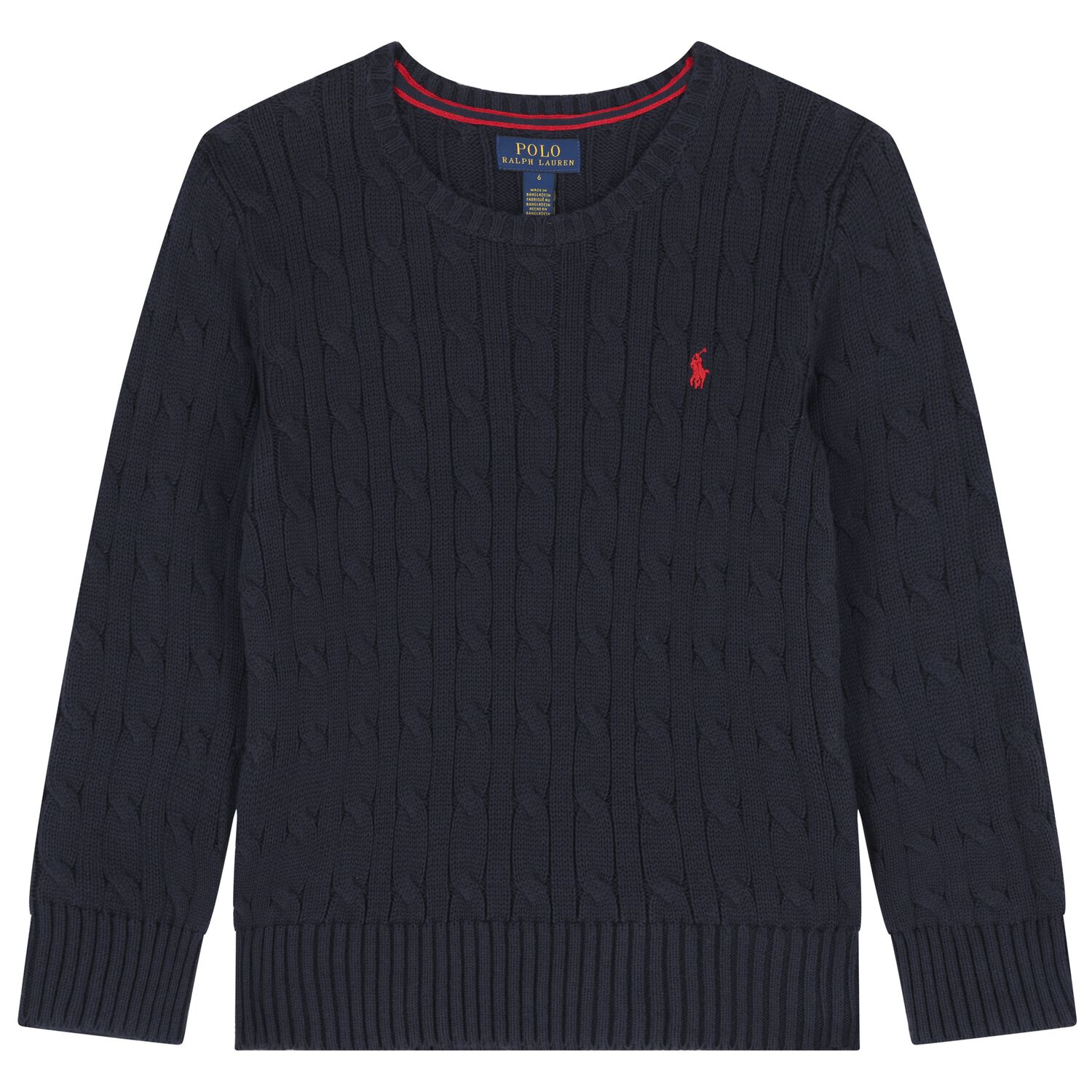 Navy Blue Logo Cable Knit Jumper, 1, hi-res image number null