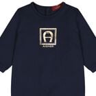 Baby Boys Navy Blue & Gold Logo Babygrow, 2, hi-res