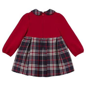 Younger Girls Red & Navy Blue Tartan Dress