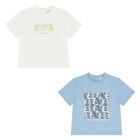 Younger Boys White & Blue T-Shirts ( 2 Pack ), 1, hi-res