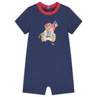 Baby Boys Navy Blue Polo Bear Romper, 1, hi-res