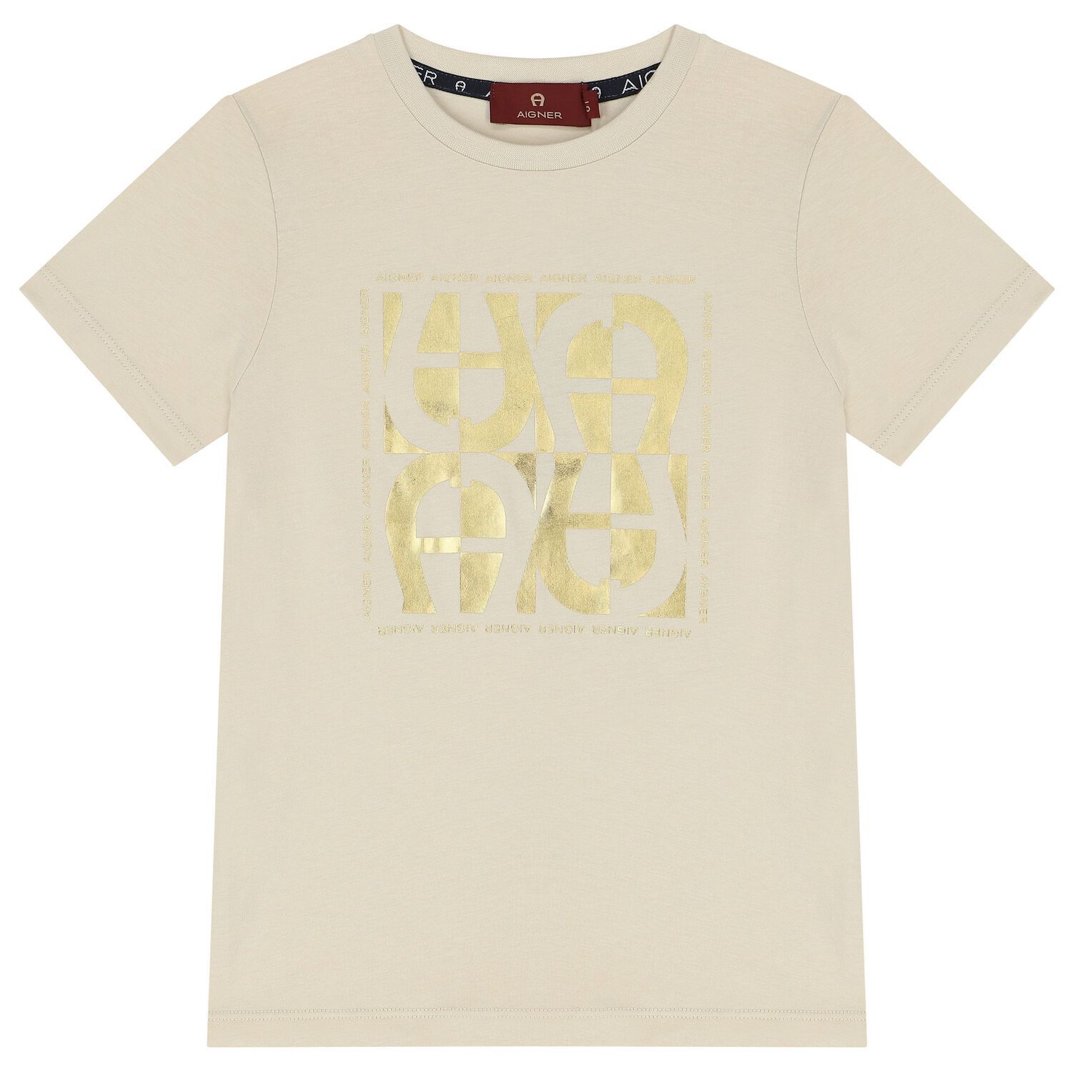 Boys Beige & Gold Logo T-Shirt, 1, hi-res image number null