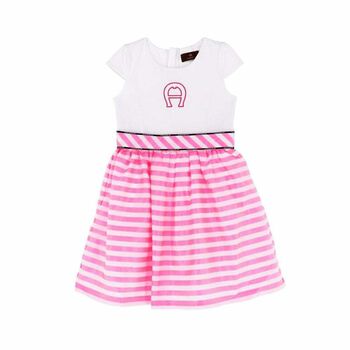 Girls Pink & White Striped Dress