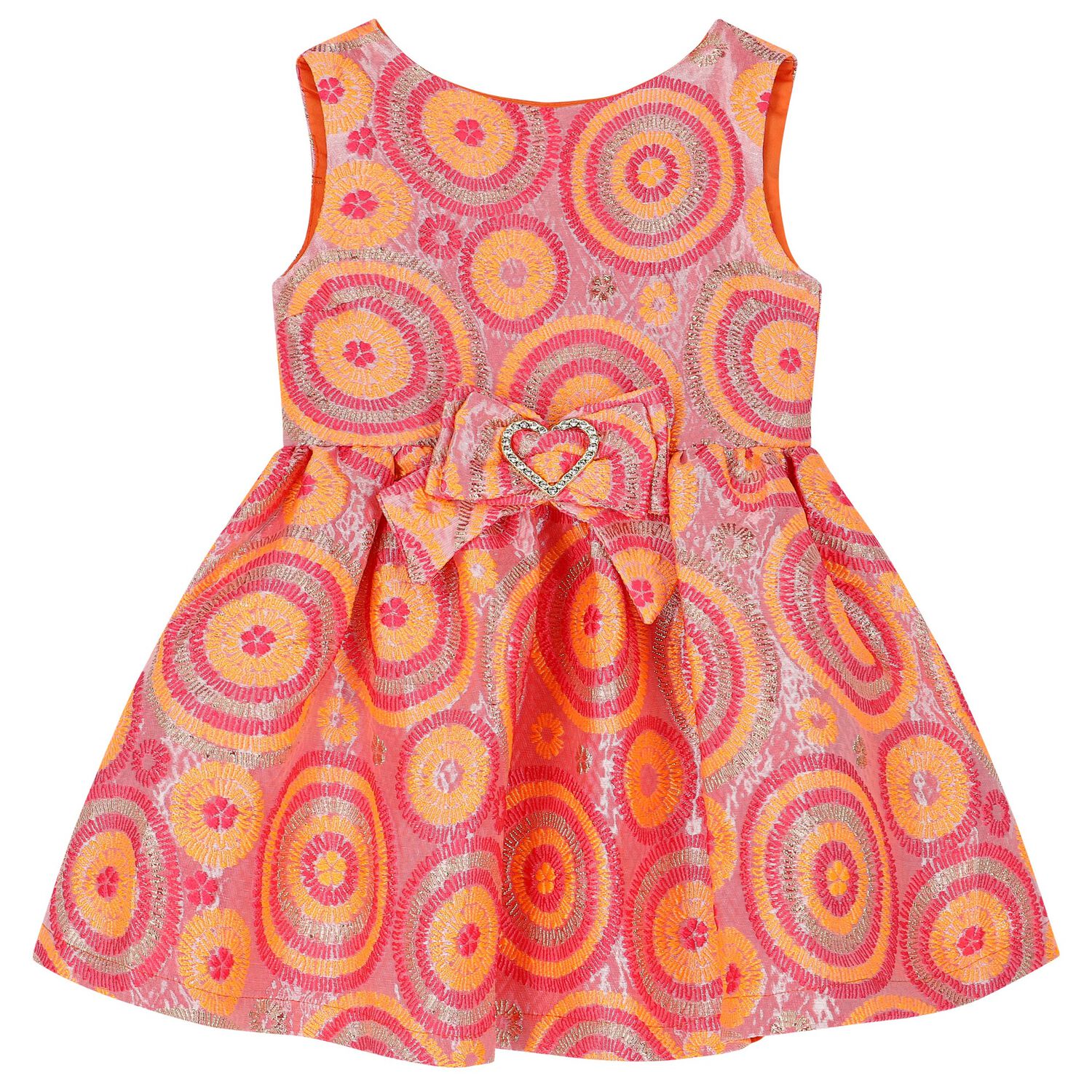 Girls Pink & Orange Circle Jacquard Dress, 4, hi-res image number null