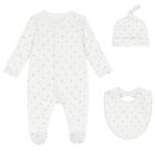 White Silver Bow Babygrow Set, 1, hi-res