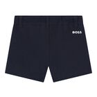 Baby Boys Blue & Navy Blue Logo Short Set, 2, hi-res