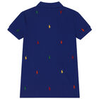 Boys Blue Logo Polo Shirt, 1, hi-res
