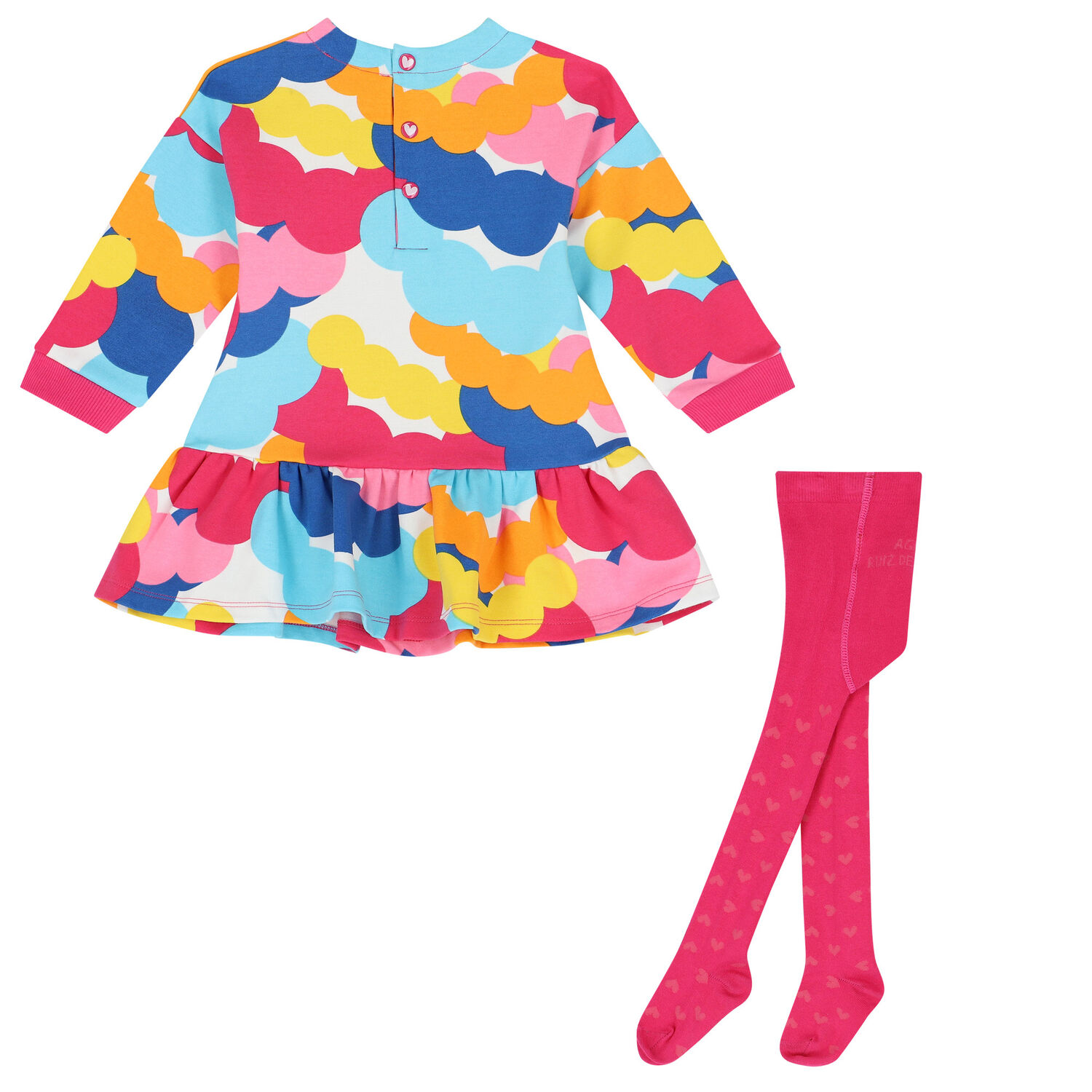 Girls Multi-Coloured Circles Dress Set, 1, hi-res