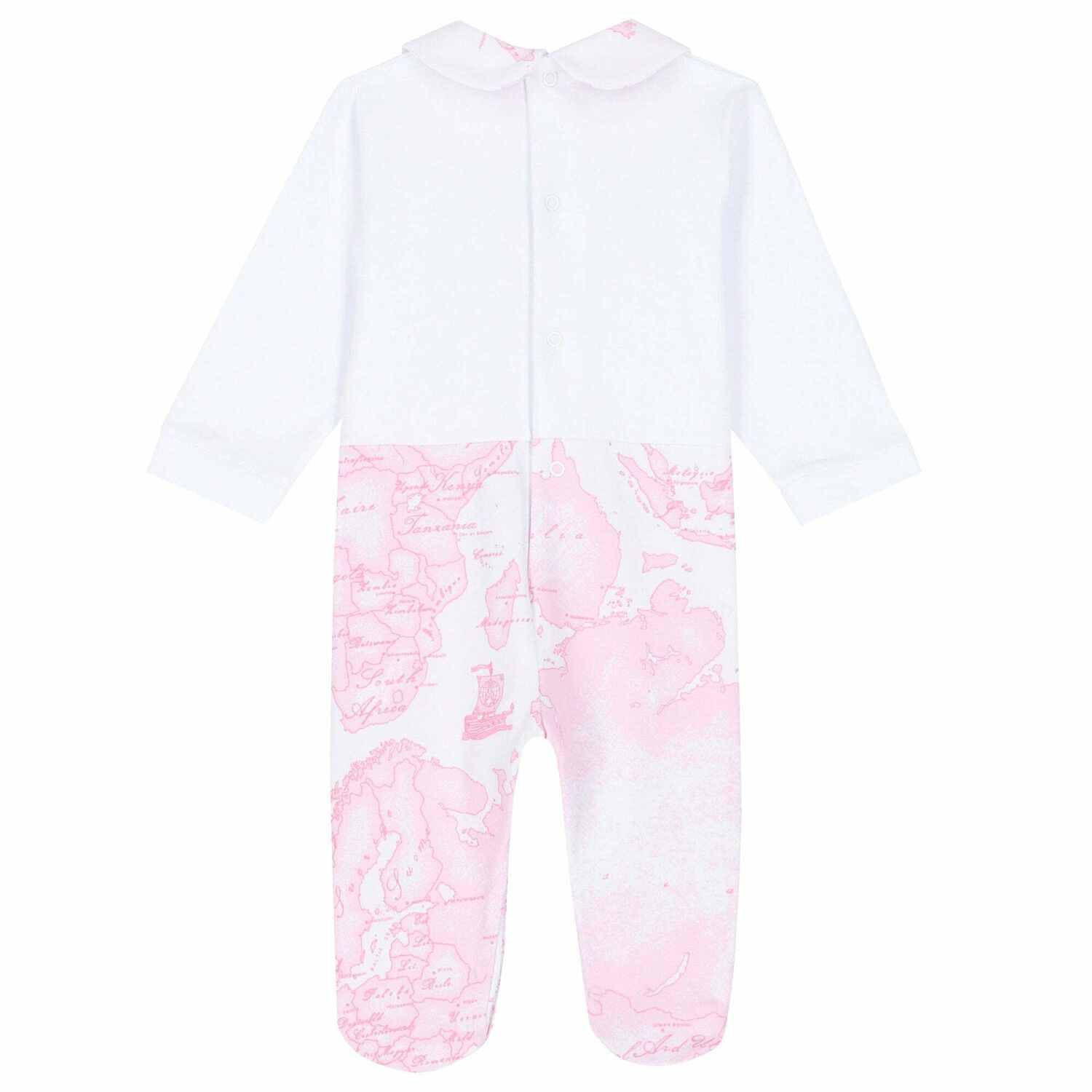 White & Pink Geo Map Babygrow, 1, hi-res